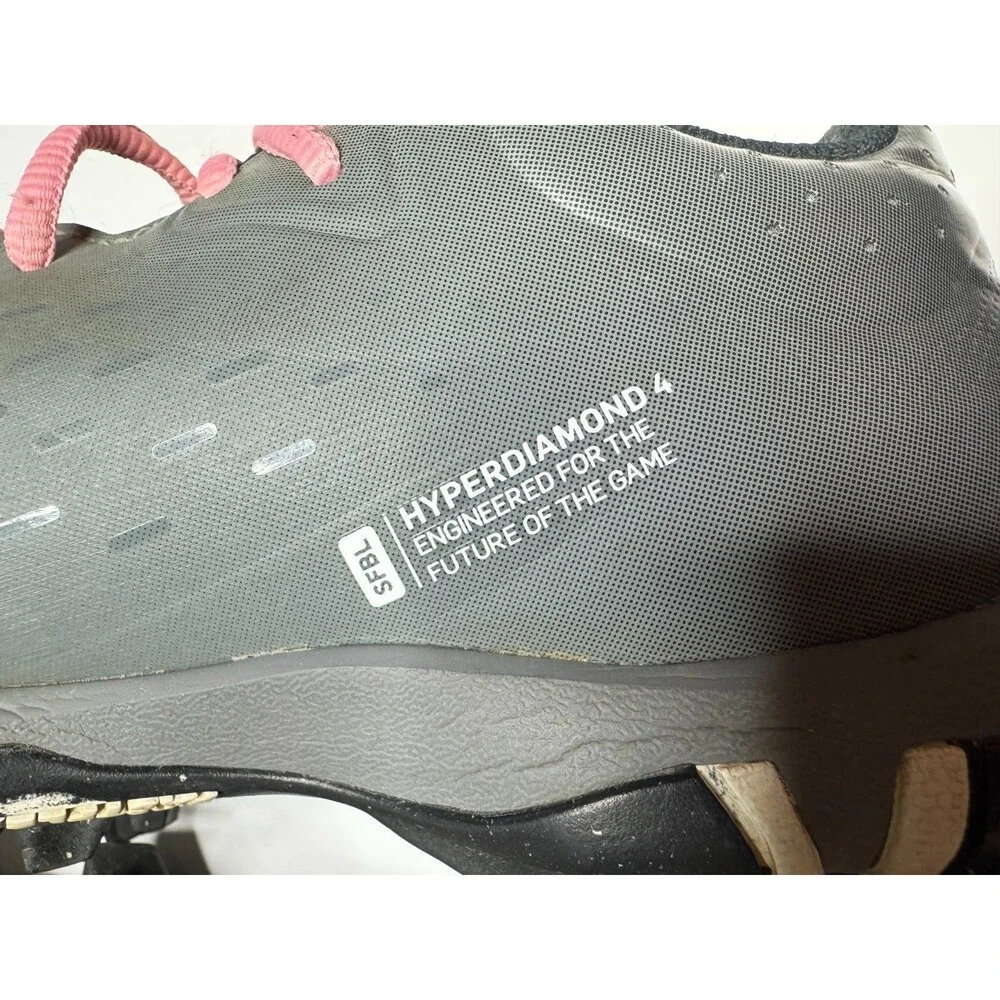 Nike GG Youth Girls 8.5 Hyperdiamond 4 Keystone Softball Cleats Grey Black